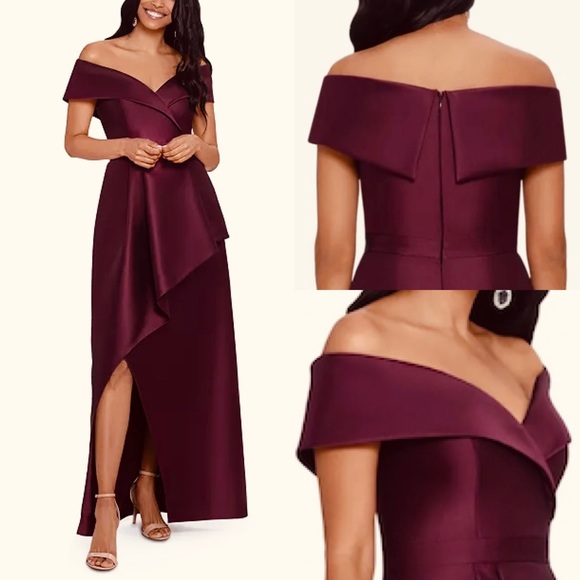 Burgundy XSCAPE
shoulder-baring  off shoulder gown dress 
Size 14 - Picture 7 of 9